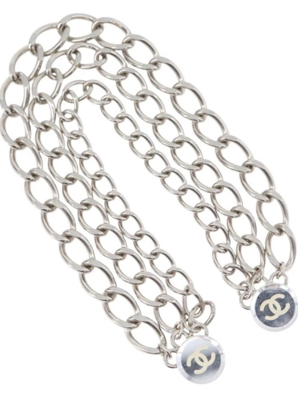 CHANEL COCO Mark Chain Clip for Costumes Belt metal Silver CC Auth 133239M